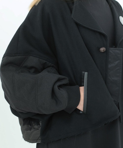 BEDSIDEDRAMA(ベットサイドドラマ)の「Dreamin' Mix Poncho Short Coat(MA-1・レディース・カーキ/ブラック・2/1)」の11枚目の写真