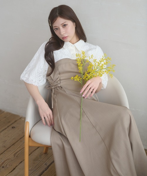 HELMUT LANG Archive Neutral Dress ワンピース セール】assortment lace up docking dress / アソートレースアップ