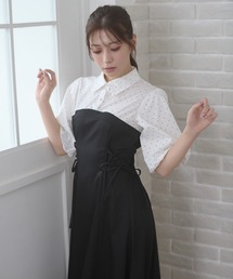 Ambre Neige（アンブルネージュ）の「assortment lace up docking dress / アソートレースアップドッキンワンピース（ワンピース）」