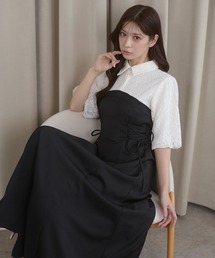 Ambre Neige（アンブルネージュ）の「assortment lace up docking dress / アソートレースアップドッキンワンピース（ワンピース）」