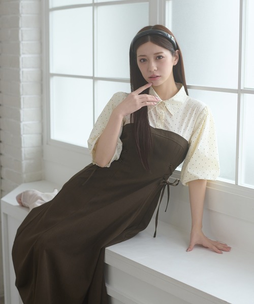 Ambre Neige（アンブルネージュ）の「assortment lace up docking dress / アソートレースアップドッキンワンピース（ワンピース・レディース・グレー系その他/ブラウン系その他/グレー/ブラック系その他/ベージュ系その他/モカ/ネイビー/ベージュ/ブラック・FREE）」の22枚目の写真