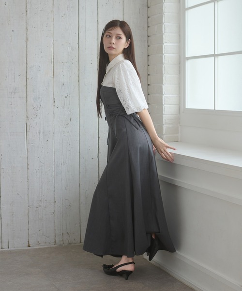 Ambre Neige（アンブルネージュ）の「assortment lace up docking dress / アソートレースアップドッキンワンピース（ワンピース・レディース・グレー系その他/ブラウン系その他/グレー/ブラック系その他/ベージュ系その他/モカ/ネイビー/ベージュ/ブラック・FREE）」の10枚目の写真