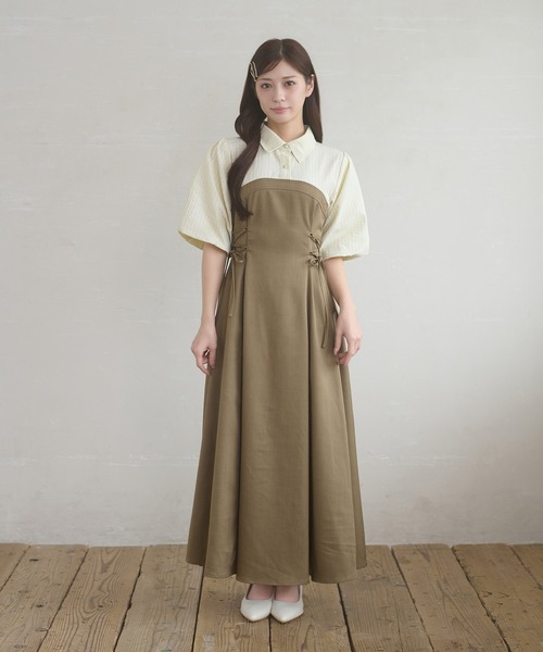 Ambre Neige（アンブルネージュ）の「assortment lace up docking dress / アソートレースアップドッキンワンピース（ワンピース・レディース・グレー系その他/ブラウン系その他/グレー/ブラック系その他/ベージュ系その他/モカ/ネイビー/ベージュ/ブラック・FREE）」の16枚目の写真