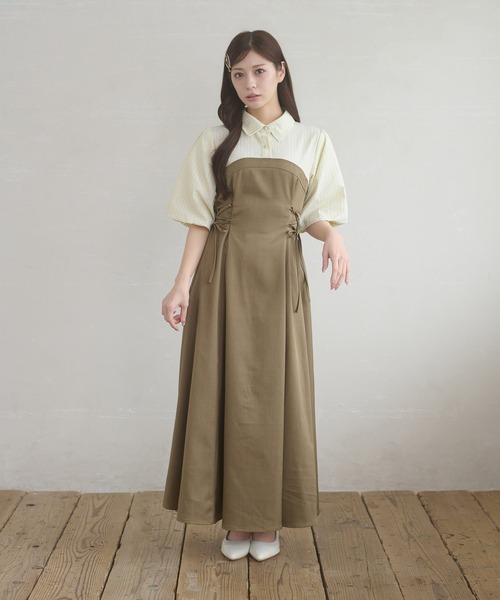 Ambre Neige（アンブルネージュ）の「assortment lace up docking dress / アソートレースアップドッキンワンピース（ワンピース・レディース・グレー系その他/ブラウン系その他/グレー/ブラック系その他/ベージュ系その他/モカ/ネイビー/ベージュ/ブラック・FREE）」の17枚目の写真