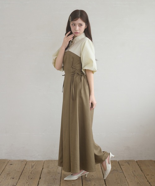 Ambre Neige（アンブルネージュ）の「assortment lace up docking dress / アソートレースアップドッキンワンピース（ワンピース・レディース・グレー系その他/ブラウン系その他/グレー/ブラック系その他/ベージュ系その他/モカ/ネイビー/ベージュ/ブラック・FREE）」の20枚目の写真