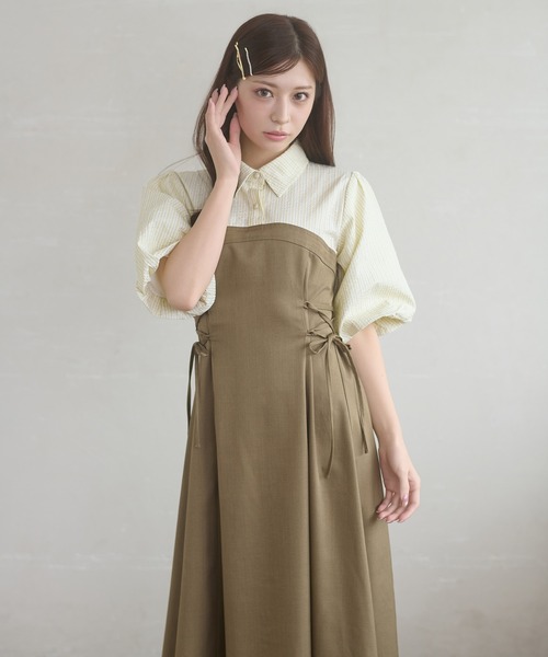 Ambre Neige（アンブルネージュ）の「assortment lace up docking dress / アソートレースアップドッキンワンピース（ワンピース・レディース・グレー系その他/ブラウン系その他/グレー/ブラック系その他/ベージュ系その他/モカ/ネイビー/ベージュ/ブラック・FREE）」の13枚目の写真