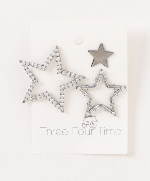 Three Four Time(スリーフォータイム)の「キュービックスタートリプルピアス(ピアス(両耳用)・レディース・ブラック・FREE)」の3枚目の写真