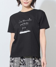 ラメ入りロゴプリント半袖Tシャツ