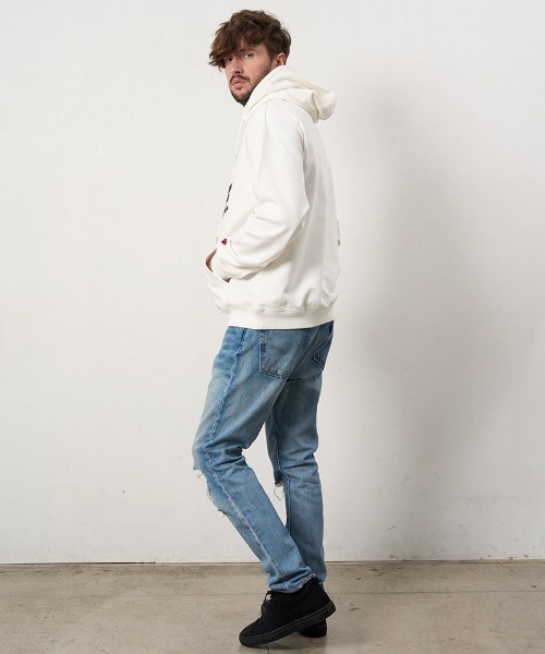 STUD MUFFIN（スタッドマフィン）の「mpa4112- ヘビーoz裏毛パイル カラークリスタルメタルミックスプルパーカー(624-02914)（パーカー・メンズ・アッシュ/ブラック/ホワイト・3/2/4）」の16枚目の写真