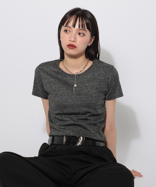 PAGEBOY（ページボーイ）の「ラメテレココンパクトT（Tシャツ/カットソー・レディース・シルバー/オフホワイト・MEDIUM/SMALL）」の13枚目の写真