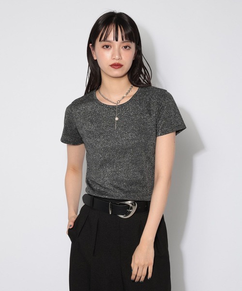 PAGEBOY（ページボーイ）の「ラメテレココンパクトT（Tシャツ/カットソー・レディース・シルバー/オフホワイト・MEDIUM/SMALL）」の14枚目の写真