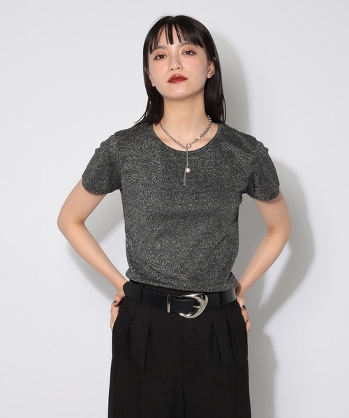 PAGEBOY（ページボーイ）の「ラメテレココンパクトT（Tシャツ/カットソー・レディース・シルバー/オフホワイト・MEDIUM/SMALL）」の15枚目の写真