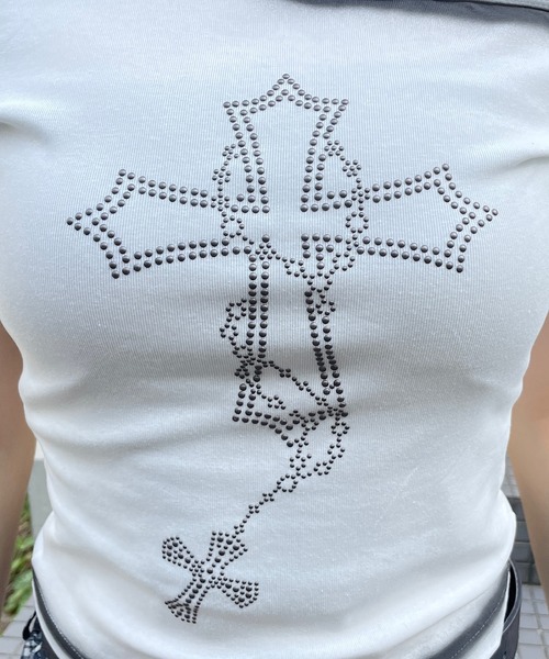 ROGER AND RAW(ロジャーアンドロウ)の「クロスストーン ワンショル チビT(Tシャツ/カットソー・レディース・ブラック/グレー/ホワイト・FREE)」の15枚目の写真
