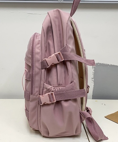yuue' ( wear )(ユーイ)の「大容量ドローコードナイロンリュックサック/通勤通学/バックパック/ユニセックス(バックパック/リュック・レディース・アイボリー/ブラック・FREE)」の4枚目の写真