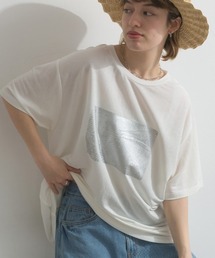 冷感鹿の子　ボックス箔プリントTシャツ