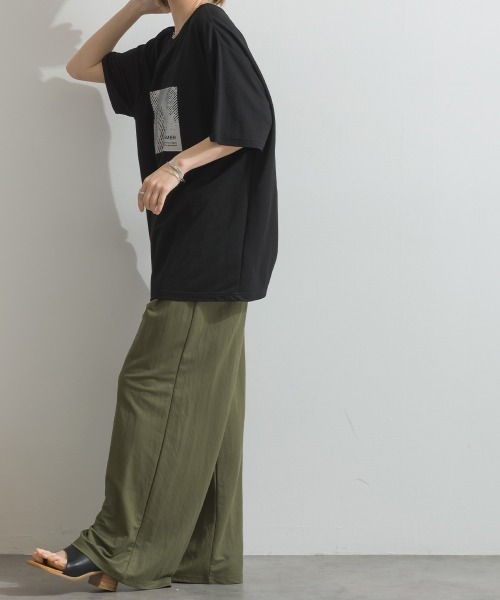 Fizz(フィズ)の「冷感鹿の子 ボックス箔プリントTシャツ(Tシャツ/カットソー・レディース・ブラック/ホワイト・M)」の4枚目の写真