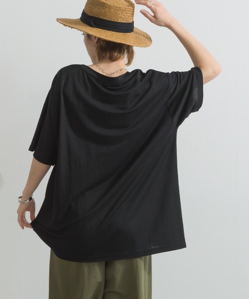Fizz(フィズ)の「冷感鹿の子 ボックス箔プリントTシャツ(Tシャツ/カットソー・レディース・ブラック/ホワイト・M)」の5枚目の写真