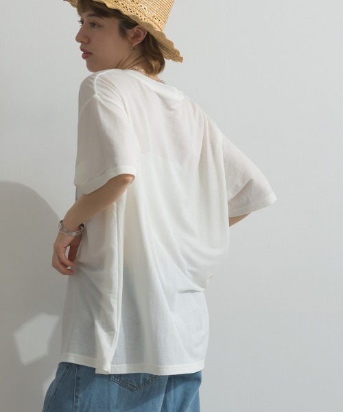 Fizz(フィズ)の「冷感鹿の子 ボックス箔プリントTシャツ(Tシャツ/カットソー・レディース・ブラック/ホワイト・M)」の12枚目の写真