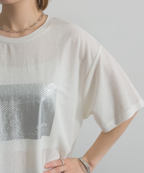 Fizz(フィズ)の「冷感鹿の子 ボックス箔プリントTシャツ(Tシャツ/カットソー・レディース・ブラック/ホワイト・M)」の16枚目の写真