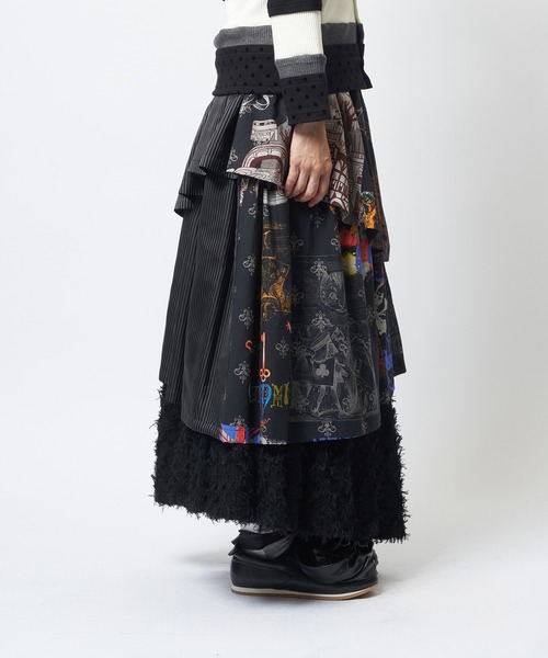 gomme（ゴム）の「ロンドンプリントスカート（スカート・レディース・ブラック・MEDIUM）」の12枚目の写真