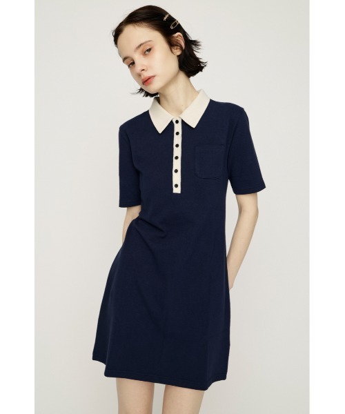 SLY(スライ)の「BI COLOR COLLAR S/OP バイカラーカラーショートワンピース 春服 夏服(ワンピース・レディース・ブラック/ベージュ/ネイビー・FREE)」の4枚目の写真