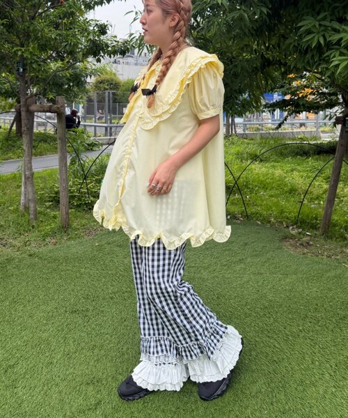 w closet(ダブルクローゼット)の「【Am企画】【リバイバルアイテム/EC限定カラー】ふりふりギンガムチェックパンツ(その他パンツ・レディース・レッド/ピンク/ブルー/グリーン・SMALL/MEDIUM)」の10枚目の写真