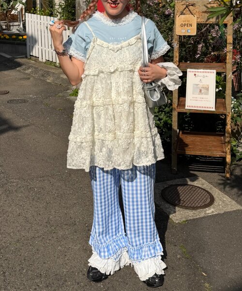 w closet（ダブルクローゼット）の「【Am企画】【リバイバルアイテム/EC限定カラー】ふりふりギンガムチェックパンツ（その他パンツ・レディース・レッド/ピンク/ブルー/グリーン・SMALL/MEDIUM）」の5枚目の写真