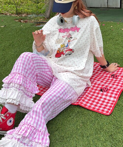 w closet（ダブルクローゼット）の「【Am企画】【リバイバルアイテム/EC限定カラー】ふりふりギンガムチェックパンツ（その他パンツ・レディース・レッド/ピンク/ブルー/グリーン・SMALL/MEDIUM）」の8枚目の写真