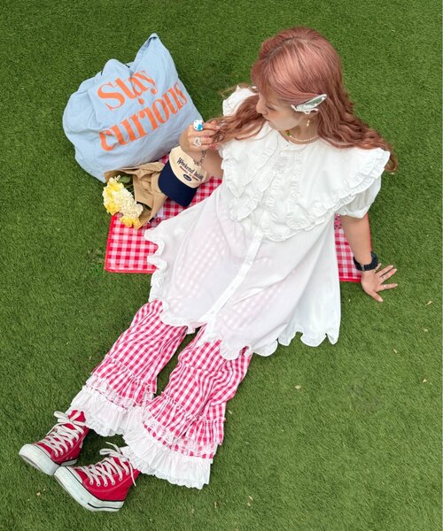 w closet（ダブルクローゼット）の「【Am企画】【リバイバルアイテム/EC限定カラー】ふりふりギンガムチェックパンツ（その他パンツ・レディース・レッド/ピンク/ブルー/グリーン・SMALL/MEDIUM）」の16枚目の写真