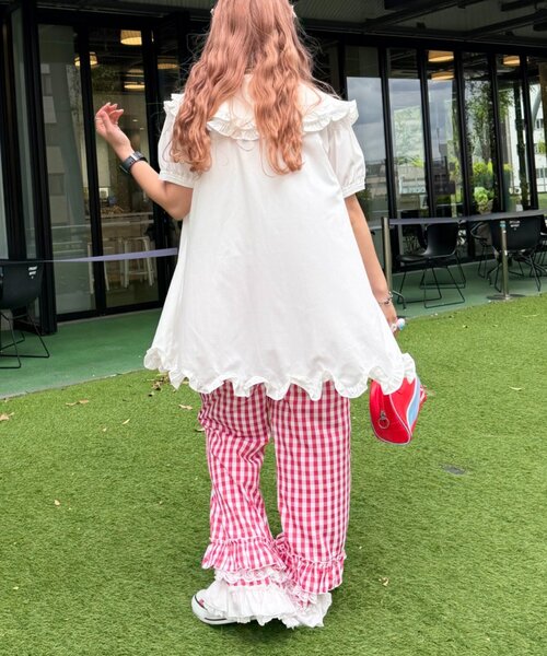 w closet（ダブルクローゼット）の「【Am企画】【リバイバルアイテム/EC限定カラー】ふりふりギンガムチェックパンツ（その他パンツ・レディース・レッド/ピンク/ブルー/グリーン・SMALL/MEDIUM）」の19枚目の写真