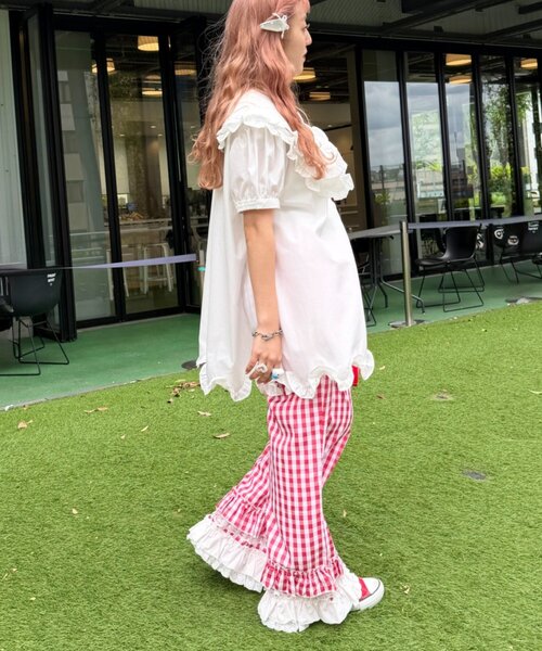 w closet（ダブルクローゼット）の「【Am企画】【リバイバルアイテム/EC限定カラー】ふりふりギンガムチェックパンツ（その他パンツ・レディース・レッド/ピンク/ブルー/グリーン・SMALL/MEDIUM）」の20枚目の写真