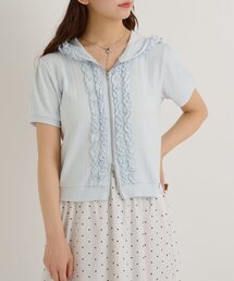 【3色展開】フリル半袖パーカー 夏服