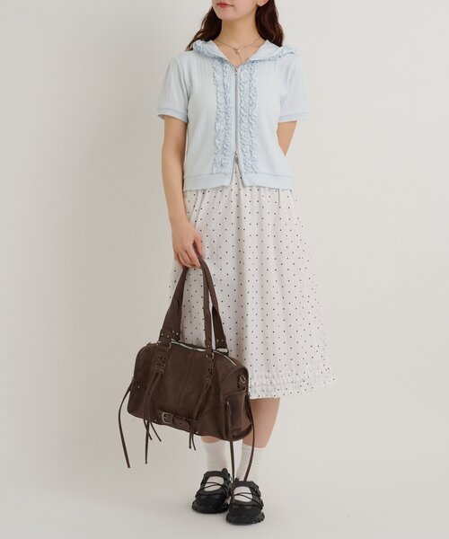 w closet(ダブルクローゼット)の「【3色展開】フリル半袖パーカー(パーカー・レディース・ブルー/グレー/ネイビー・FREE)」の19枚目の写真