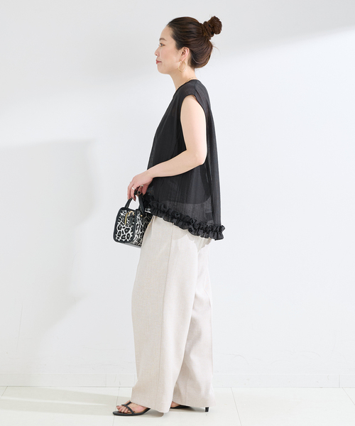 B.C STOCK(ベーセーストック)の「【WEB限定】手洗い可 / ラウンドフリルスリーブレスブラウス(シャツ/ブラウス・レディース・ホワイト/ピンク/ブラック・FREE)」の11枚目の写真