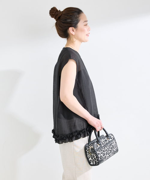 B.C STOCK(ベーセーストック)の「【WEB限定】手洗い可 / ラウンドフリルスリーブレスブラウス(シャツ/ブラウス・レディース・ホワイト/ピンク/ブラック・FREE)」の14枚目の写真