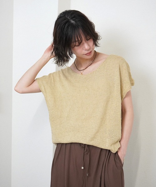 gossara（ゴサラ）の「【体型カバーも◎】サマーニットフレンチPO（ニット/セーター・レディース・ライトベージュ/ベージュ/ホワイト・FREE）」の2枚目の写真