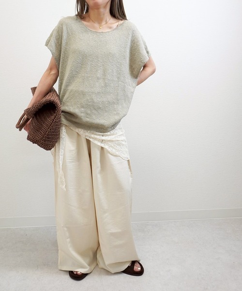 gossara（ゴサラ）の「【体型カバーも◎】サマーニットフレンチPO（ニット/セーター・レディース・ライトベージュ/ベージュ/ホワイト・FREE）」の12枚目の写真