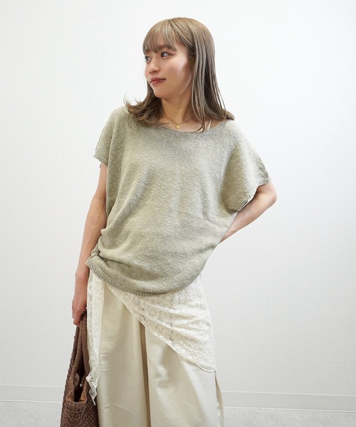 gossara（ゴサラ）の「【体型カバーも◎】サマーニットフレンチPO（ニット/セーター・レディース・ライトベージュ/ベージュ/ホワイト・FREE）」の9枚目の写真