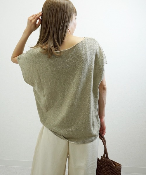 gossara（ゴサラ）の「【体型カバーも◎】サマーニットフレンチPO（ニット/セーター・レディース・ライトベージュ/ベージュ/ホワイト・FREE）」の11枚目の写真