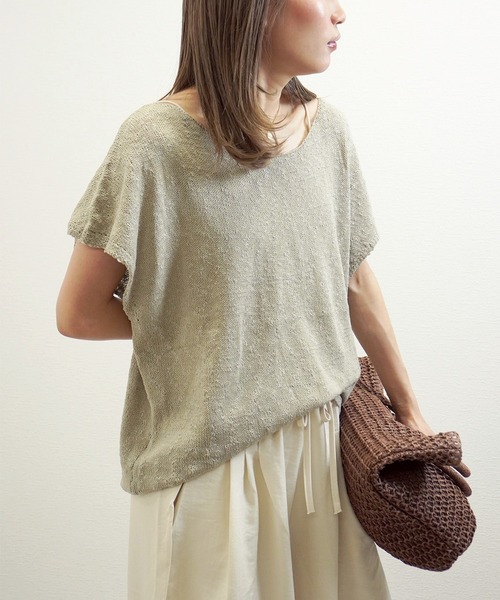gossara（ゴサラ）の「【体型カバーも◎】サマーニットフレンチPO（ニット/セーター・レディース・ライトベージュ/ベージュ/ホワイト・FREE）」の8枚目の写真