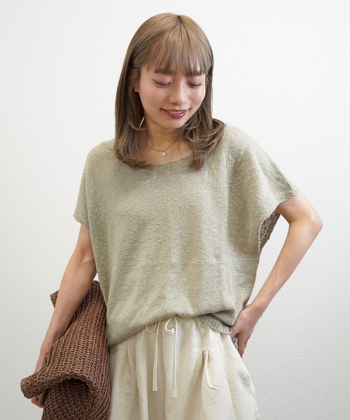 gossara（ゴサラ）の「【体型カバーも◎】サマーニットフレンチPO（ニット/セーター・レディース・ライトベージュ/ベージュ/ホワイト・FREE）」の7枚目の写真