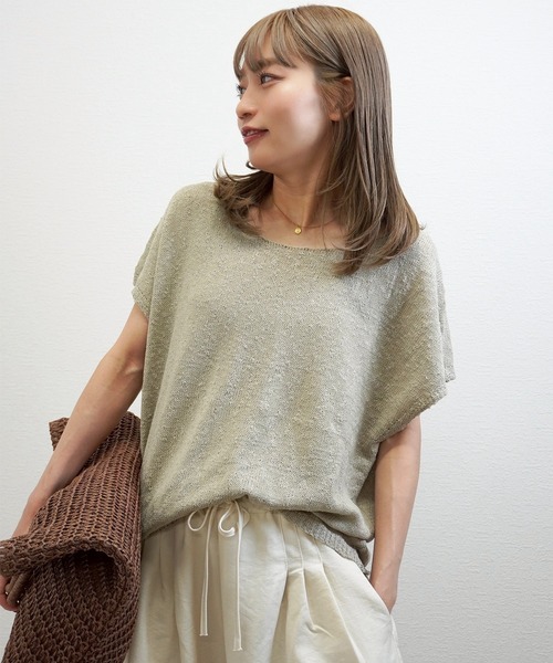 gossara（ゴサラ）の「【体型カバーも◎】サマーニットフレンチPO（ニット/セーター・レディース・ライトベージュ/ベージュ/ホワイト・FREE）」の10枚目の写真