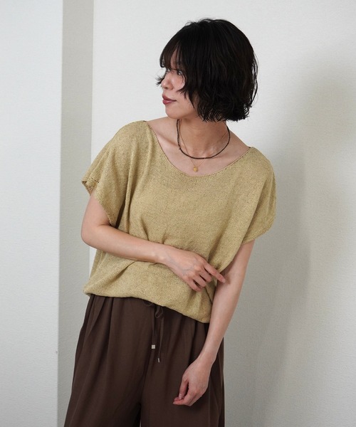 gossara（ゴサラ）の「【体型カバーも◎】サマーニットフレンチPO（ニット/セーター・レディース・ライトベージュ/ベージュ/ホワイト・FREE）」の14枚目の写真