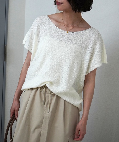 gossara（ゴサラ）の「【体型カバーも◎】サマーニットフレンチPO（ニット/セーター・レディース・ライトベージュ/ベージュ/ホワイト・FREE）」の20枚目の写真