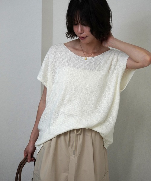 gossara（ゴサラ）の「【体型カバーも◎】サマーニットフレンチPO（ニット/セーター・レディース・ライトベージュ/ベージュ/ホワイト・FREE）」の21枚目の写真
