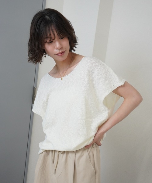 gossara（ゴサラ）の「【体型カバーも◎】サマーニットフレンチPO（ニット/セーター・レディース・ライトベージュ/ベージュ/ホワイト・FREE）」の22枚目の写真