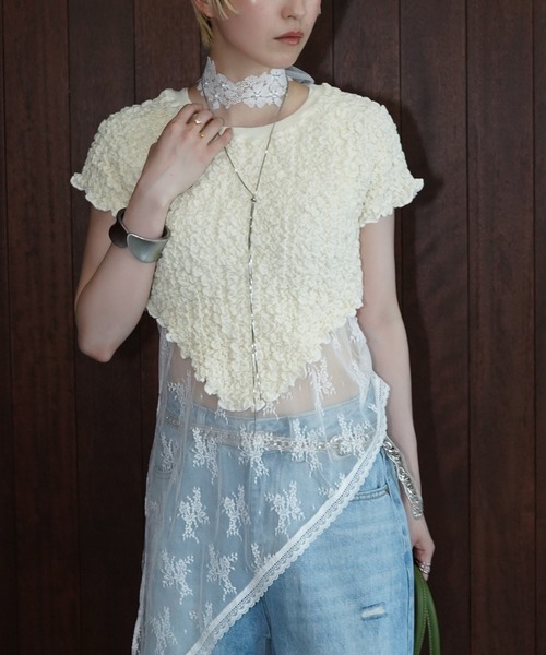 chuclla(チュクラ)の「シャーリングショートトップス chw26s299(Tシャツ/カットソー・レディース・ネイビー/アイボリー・FREE)」の17枚目の写真