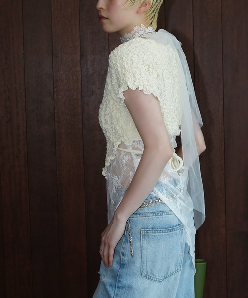 chuclla(チュクラ)の「シャーリングショートトップス chw26s299(Tシャツ/カットソー・レディース・ネイビー/アイボリー・FREE)」の21枚目の写真