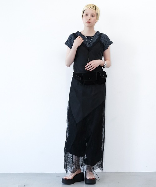 chuclla(チュクラ)の「シャーリングショートトップス chw26s299(Tシャツ/カットソー・レディース・ネイビー/アイボリー・FREE)」の9枚目の写真