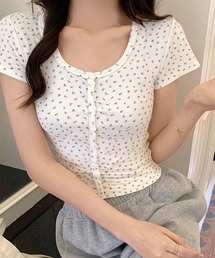 小花柄半袖カーディガン
